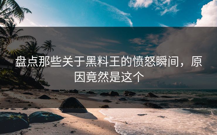 盘点那些关于黑料王的愤怒瞬间，原因竟然是这个  第1张