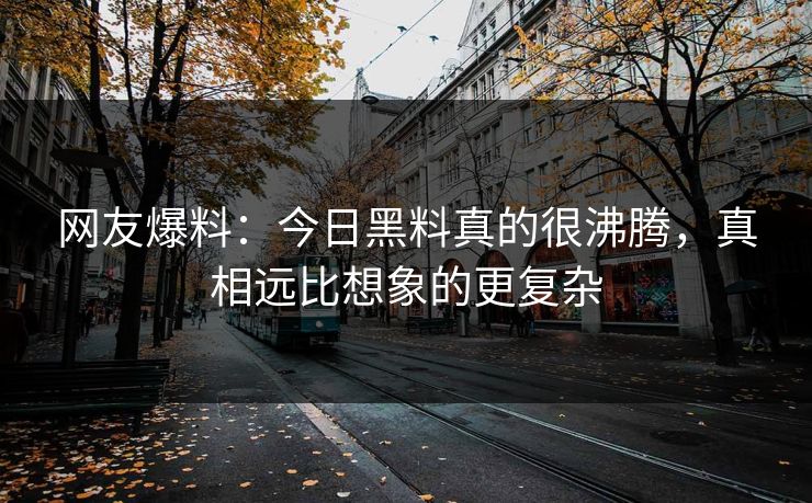 网友爆料：今日黑料真的很沸腾，真相远比想象的更复杂