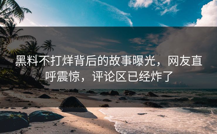 黑料不打烊背后的故事曝光，网友直呼震惊，评论区已经炸了