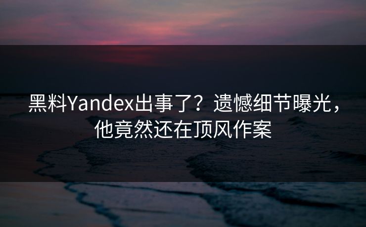 黑料Yandex出事了？遗憾细节曝光，他竟然还在顶风作案  第1张