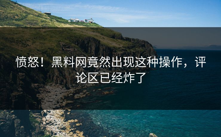 愤怒！黑料网竟然出现这种操作，评论区已经炸了  第1张