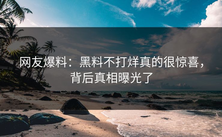 网友爆料：黑料不打烊真的很惊喜，背后真相曝光了  第1张