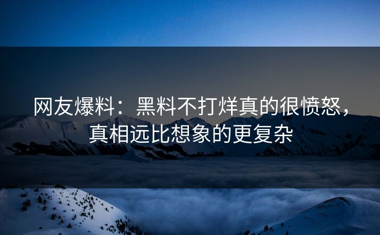 网友爆料：黑料不打烊真的很愤怒，真相远比想象的更复杂  第1张