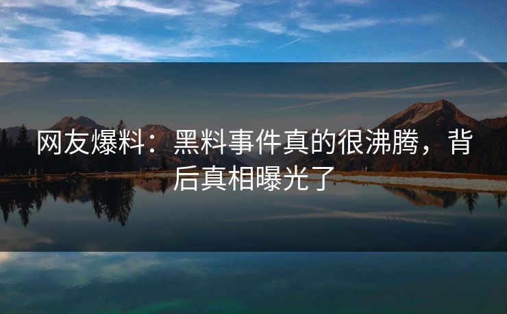 网友爆料：黑料事件真的很沸腾，背后真相曝光了  第1张