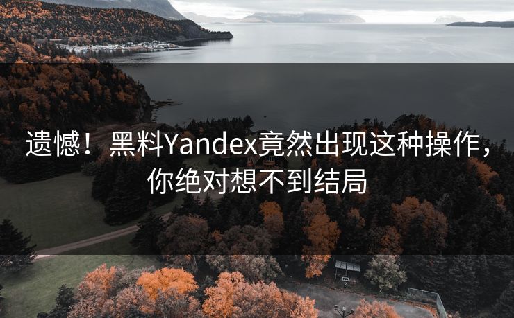 遗憾！黑料Yandex竟然出现这种操作，你绝对想不到结局