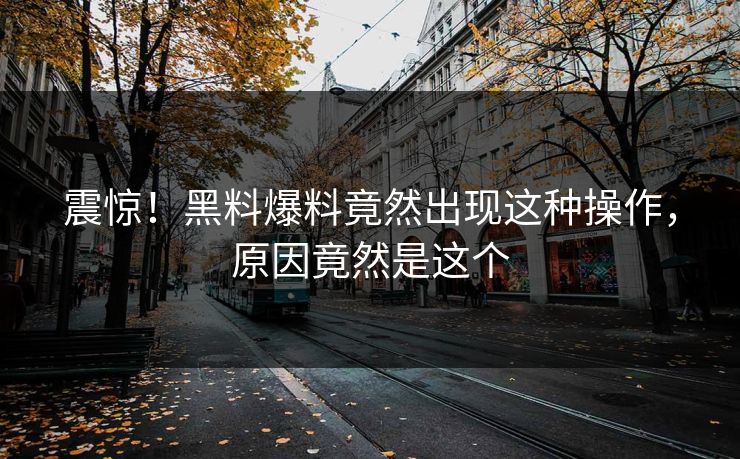 震惊！黑料爆料竟然出现这种操作，原因竟然是这个  第1张