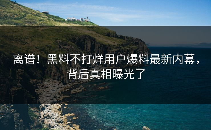 离谱！黑料不打烊用户爆料最新内幕，背后真相曝光了