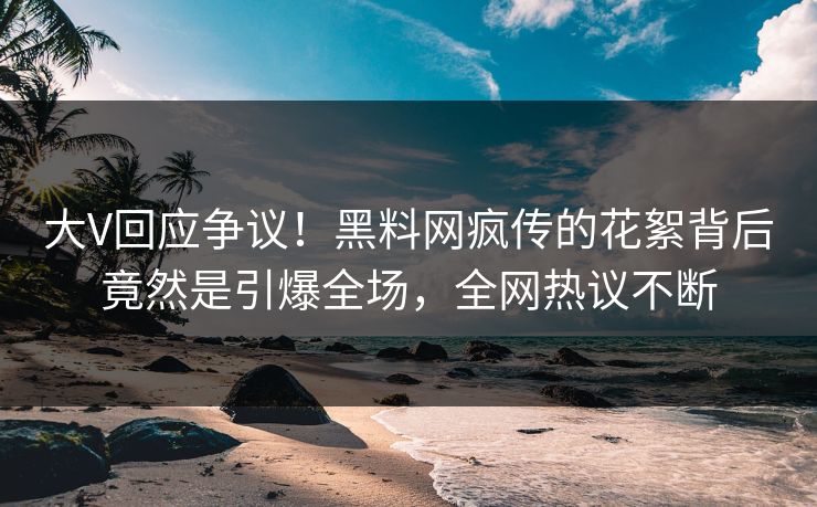 大V回应争议！黑料网疯传的花絮背后竟然是引爆全场，全网热议不断  第1张