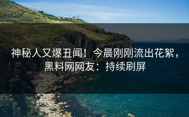 神秘人又爆丑闻！今晨刚刚流出花絮，黑料网网友：持续刷屏