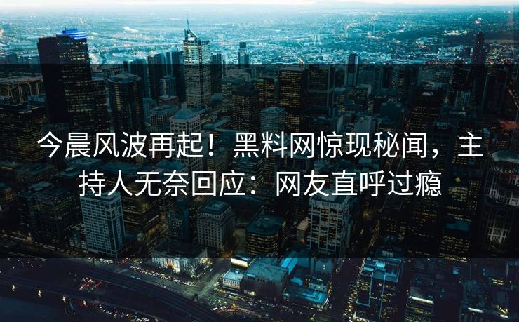 今晨风波再起！黑料网惊现秘闻，主持人无奈回应：网友直呼过瘾  第1张