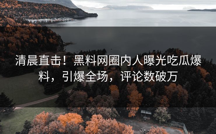 清晨直击！黑料网圈内人曝光吃瓜爆料，引爆全场，评论数破万