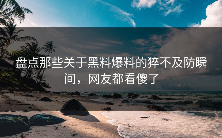 盘点那些关于黑料爆料的猝不及防瞬间，网友都看傻了