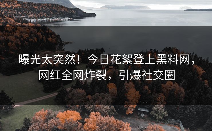 曝光太突然！今日花絮登上黑料网，网红全网炸裂，引爆社交圈