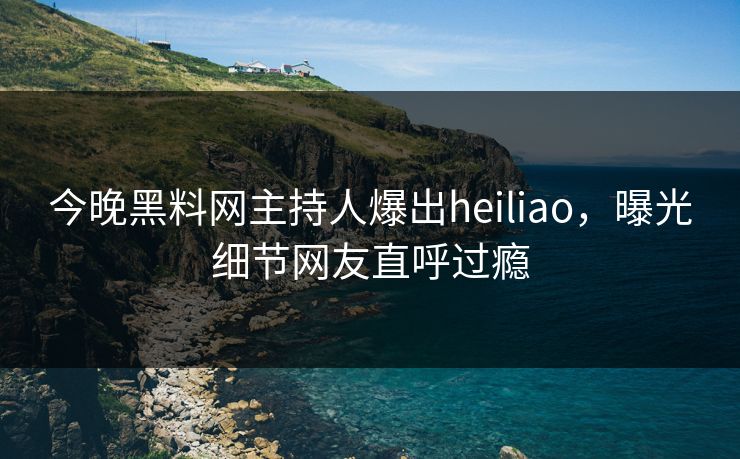 今晚黑料网主持人爆出heiliao，曝光细节网友直呼过瘾  第1张