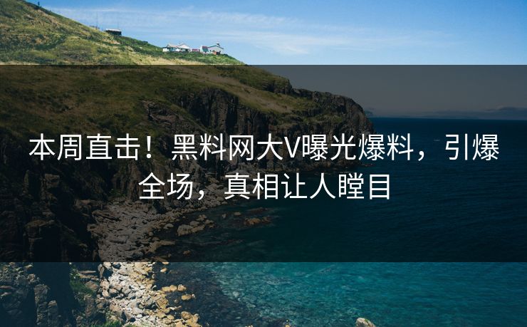 本周直击！黑料网大V曝光爆料，引爆全场，真相让人瞠目  第1张
