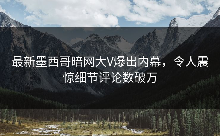 最新墨西哥暗网大V爆出内幕，令人震惊细节评论数破万  第1张