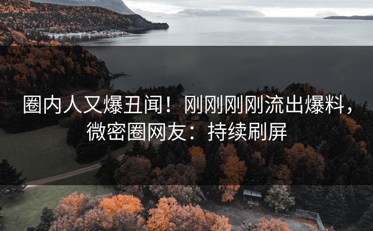 圈内人又爆丑闻！刚刚刚刚流出爆料，微密圈网友：持续刷屏