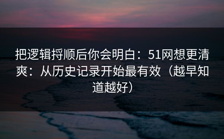 把逻辑捋顺后你会明白:51网想更清爽:从历史记录开始最有效(越早知道越好) 第1张 把逻辑捋顺后你会明白:51网想更清爽:从历史记录开始最有效(越早知道越好) 第1张